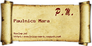 Paulnics Mara névjegykártya